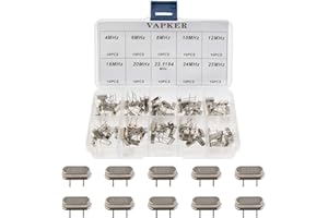 VAPKER 100 Pcs 10 value DIP Quartz Crystal Oscillator 4M,6M,8M,10M,12M,16M,20M,22.1184M,24M,25M Crystal Resonators Oscillator Assortment Kit