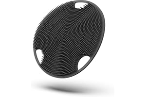 Boie USA Flat Body Scrubber - Soft Silicone-Like Exfoliating Shower Scrubber & Body Cleansing Brush - Stick-to-Wall Loofah Replacement - Antimicrobial Body Exfoliator for All Skin Types - Black