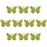 10pcs Hanging Suncatcher Parts Laser Gold Green Metal Butterfly Window Pendant DIY Part Ornament Part Hand-Crafts Gifts