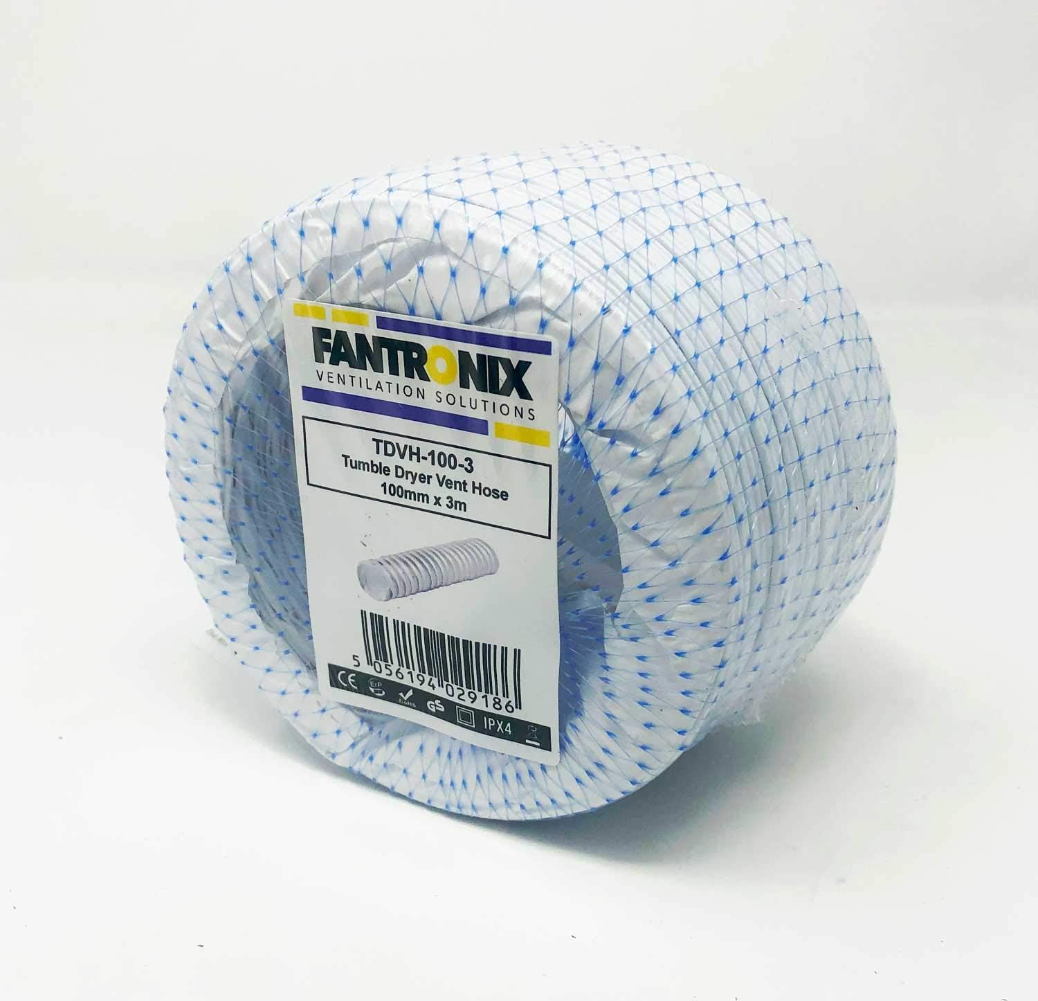 Fantronix Flexible Vent Hose 150mm (6 Inch) - Universal Tumble Dryer, Cooker Hood & Extractor Fan Air Duct, 3 Metre Length