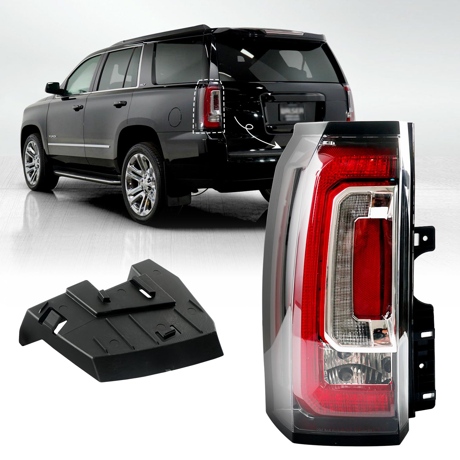 Photo 1 of LED Tail Lights Assembly Compatible With 2015 2016 2017 2018 2019 2020 GMC Yukon/ Yukon XL Left Driver Side Brake Turn Signal Rear Taillights Assembly With Bulb Replace GM2801268 23380460 84536243