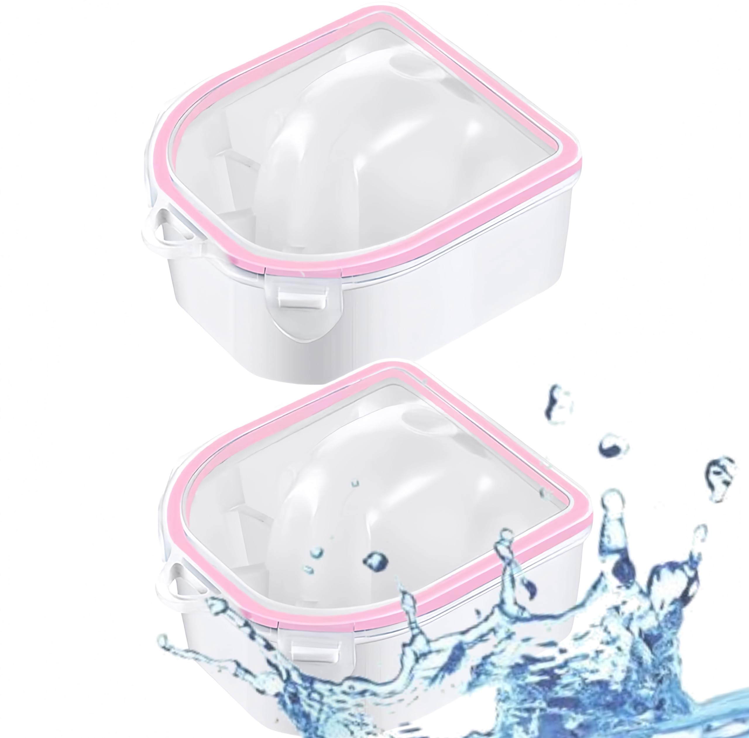 LIDOUK 2 Pieces Nail Soaking Bowl Nail Art Hand Soak Bowl Soak off Bowl Warm Water Manicure Bowl Nail Spa Bowl Manicure Tool (Pink)