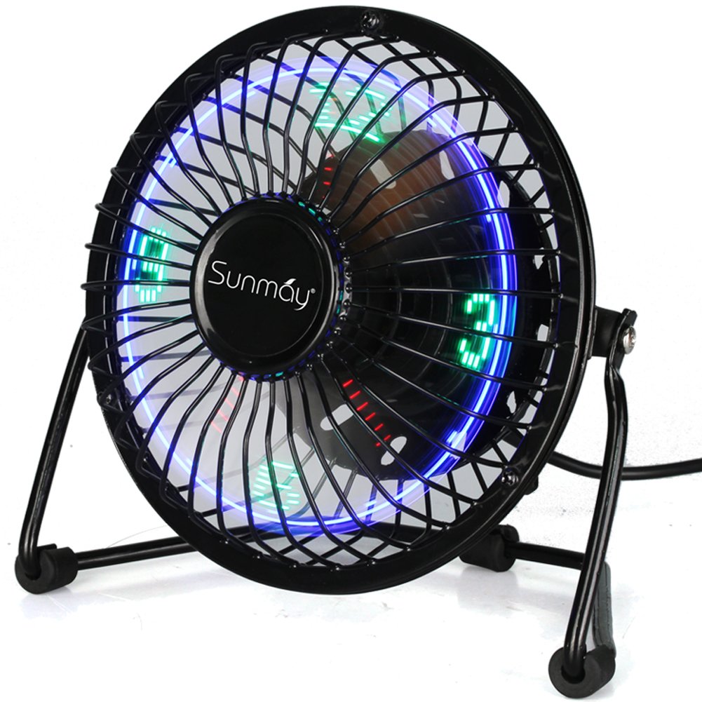 SUNMAY Mini USB LED Clock Fan with Realtime Display Amazon.co.uk