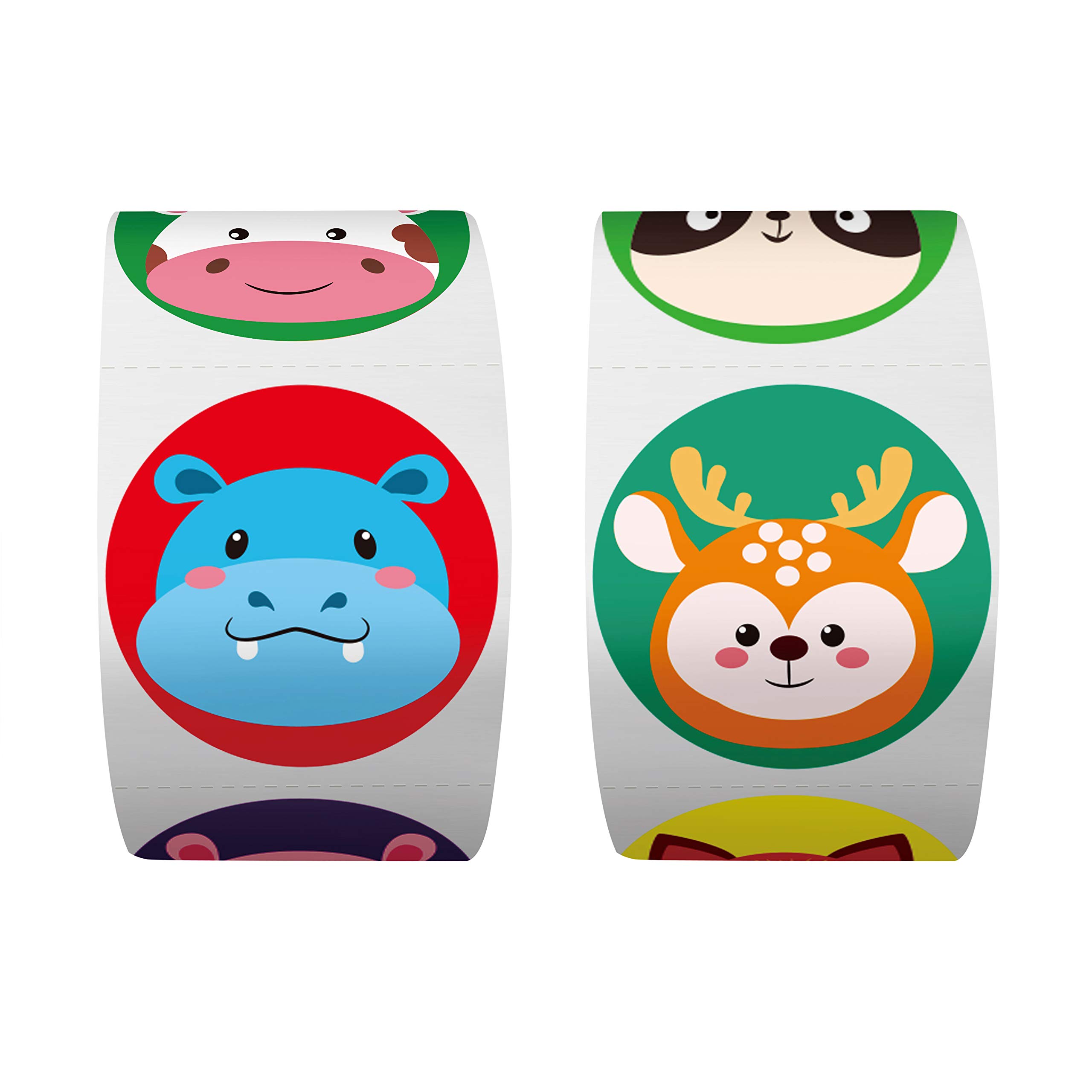 600 Adorable Round Animal Encouraging Incentive Stickers in 16 Designs with Perforated Line Expanded Version (Each Measures 1.5