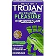 TROJAN Extended Pleasure Latex Condoms with Climax Control Lubricant, 12 Count, Special Lubricant to Help Control Climax and 