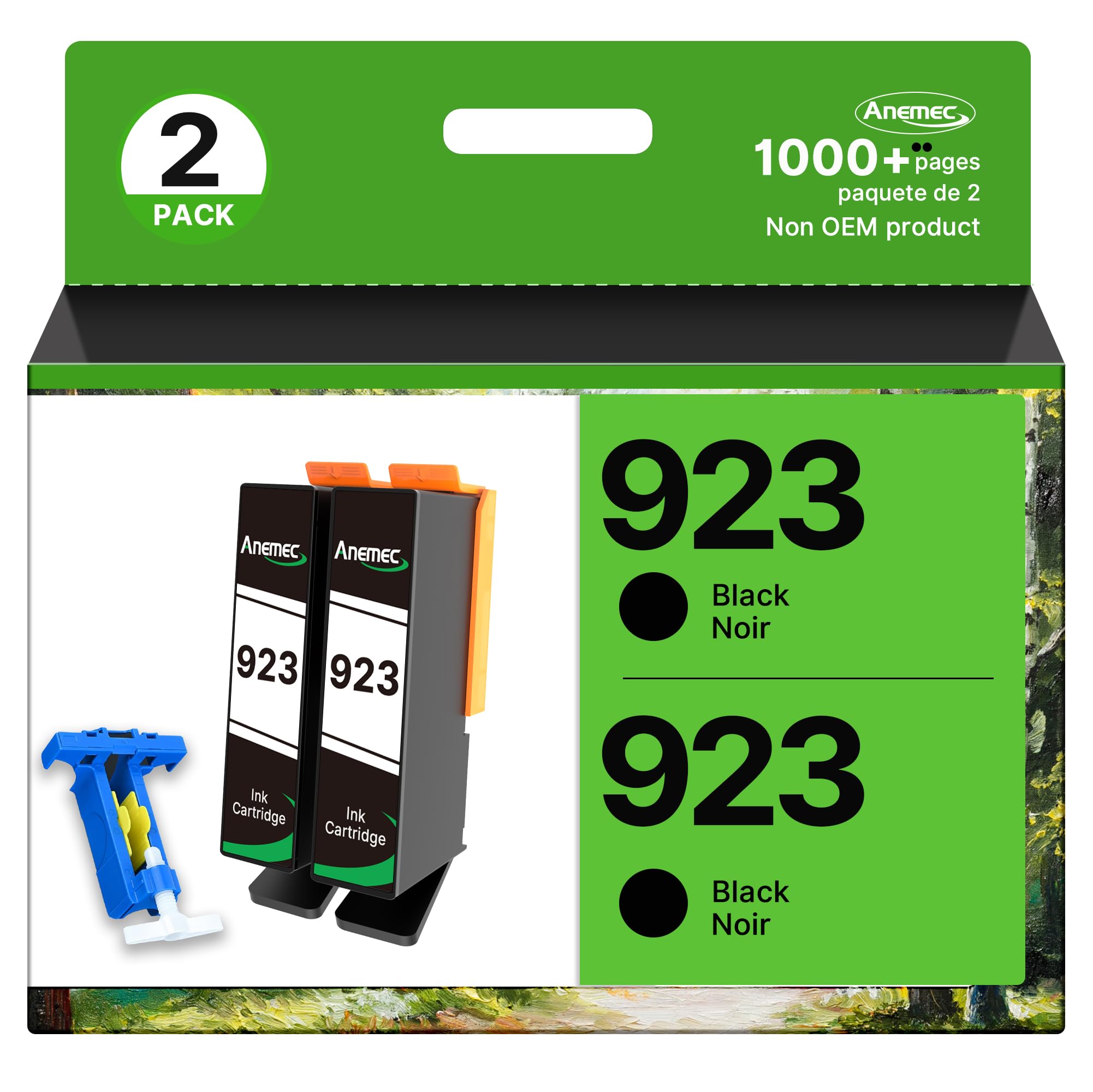 Photo 1 of 923 Ink Cartridges for HP Printers Replacement for HP 923 Ink Cartridges HP923 Black 923 Ink Without Chip Works for OfficeJet 8122e Pro 8135e 8139e 8138e Printer, 4K0T3LN Black (2-Pack)