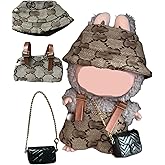 17cm Doll Clothes for lububu ，Clothes Suitable for lububu Dolls Outfits and Accessories Set，Including cl othes + hat + Bag - Brown Doll Clothing Set，Doll not Included (Coffee)