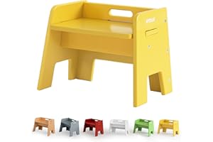 AVDAR Wooden Step Stool for Kids, 14” One Step Stool for Toddlers, Heavy Duty Non-tip Non-Slip for Bedroom/Kitchen