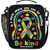 Bardic Lunch Box for Boys Girls - Autism Awareness Be Kind Reusable Insulated Lunch Bags for Kids - Large Capacity Cooler Back to School Lunch Thermal Meal Tote Kit