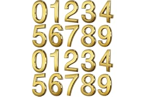 HOPEWAN 20 PCS Gold Mailbox Numbers, Self Adhesive Door Number Stickers for Office Apartment Hotel Room，Luxury Style, Glittering.(2.75" - Pack of 20, Brass)