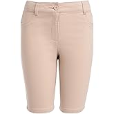 Nautica Girls' School Uniform Stretch Bermuda Short, Khaki, 14