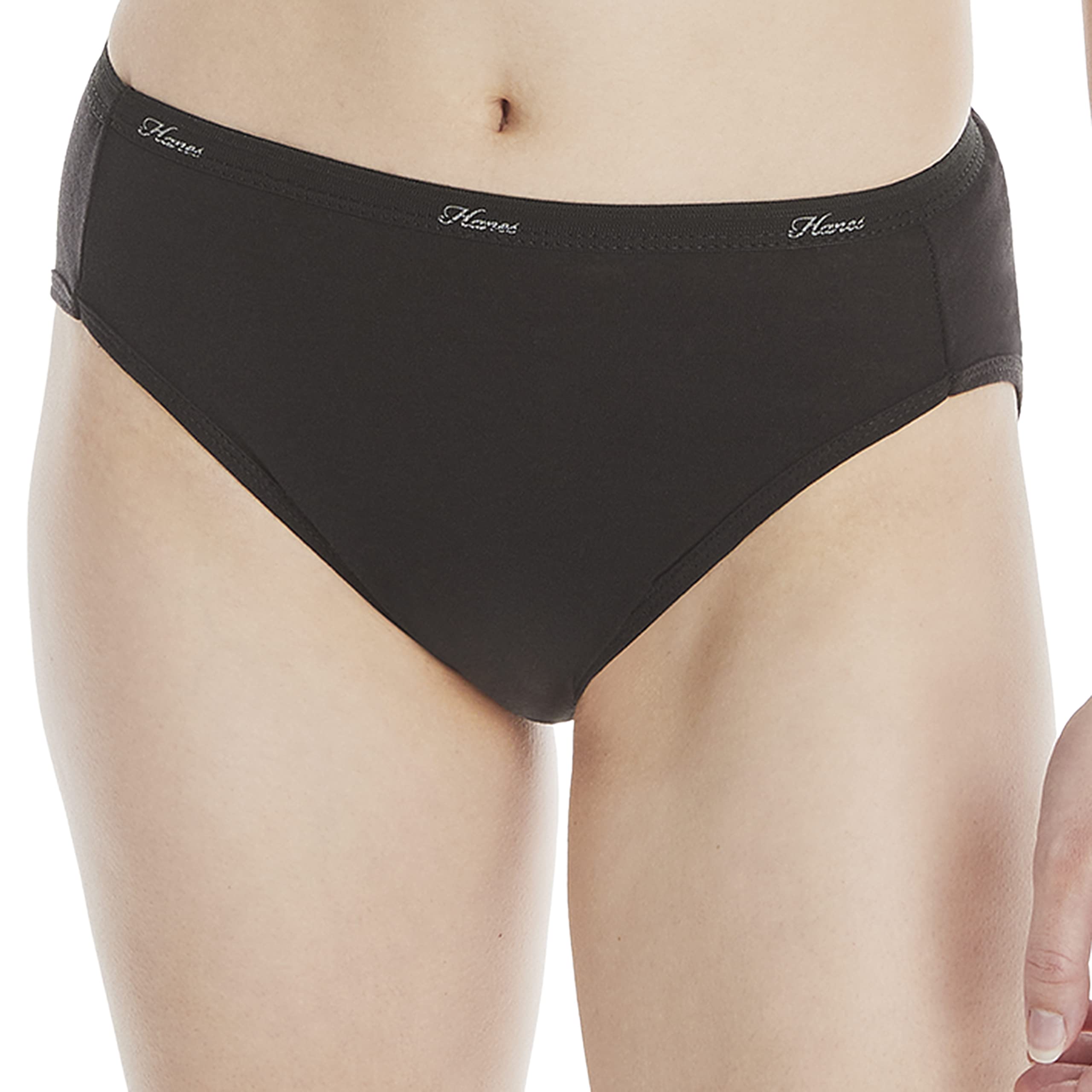 Hanes womens High-cut Panties Pack, High-waisted Briefs, Moisture-wicking Cotton Underwear, 10-pack (Colors May Vary)