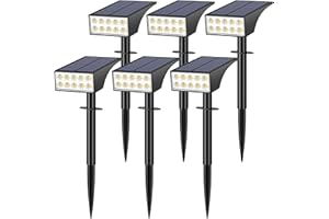WENATY Solar Spot Lights Outdoor, Solar Lights Outdoor Waterproof IP65, 4 Lighting Modes Solar Powered Spotlights Yard Garden Landscape Pathway Solar Security Lights for Outside (Warm White, 6 Pack)