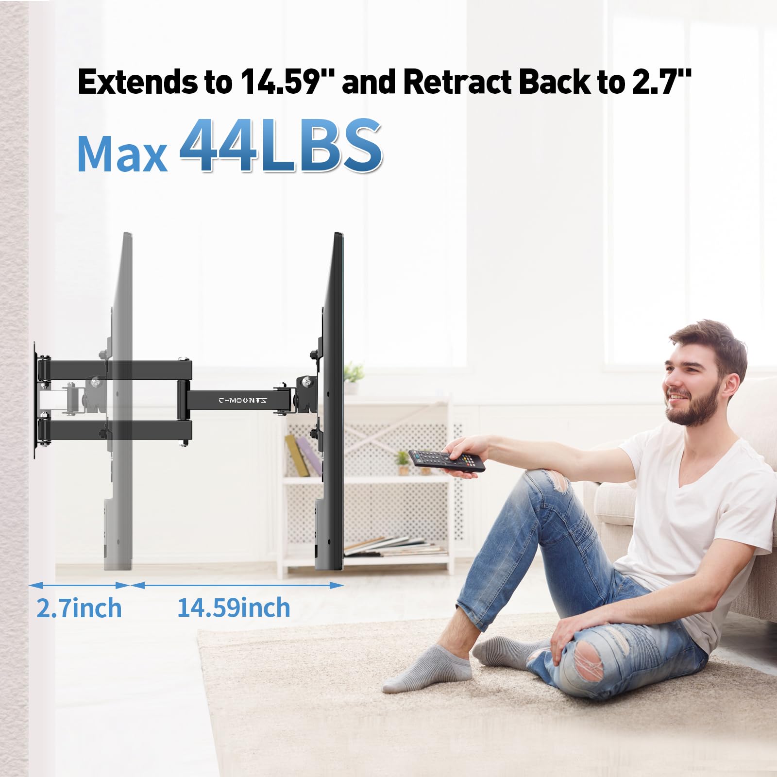 Full Motion TV Wall Mount with Swivel,Extension and Tilt for Most 13-42 inch LED LCD Flat Screen TVs & Monitors, Holds up to 44 lbs,Max VESA 200x200mm