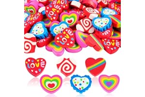 AIQINHU Valentine Erasers for Kids Bulk, 40 Pcs Large Colorful Heart Erasers for Valentine’s Day, Novelty Cute Holiday Pencil Erasers for Homework Rewards Party Favors Gift Filling