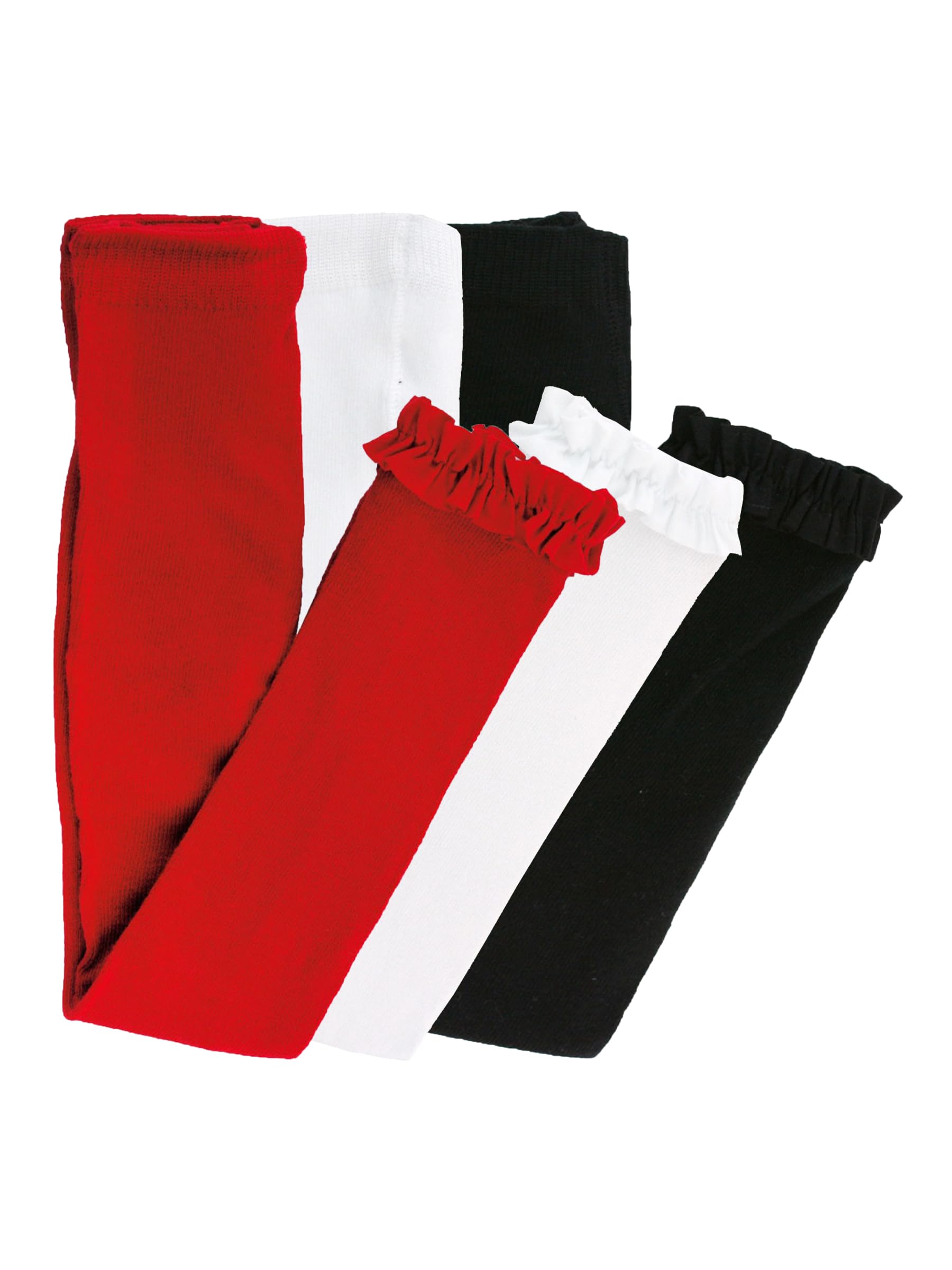 RuffleButts 3-Pack White, Red, Black Footless Ruffle Tights - 4T-6 Image