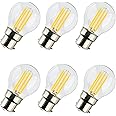 YDJoo 4W B22 G45/G14 LED Globe Light Bulb Vintage Bayonet Lamp Household Light Bulb for Ceiling Fan, Chandelier, 2700K Warm White, Not Dimmable, AC110V, Clear Glass, Pack of 6