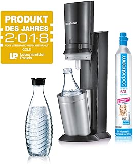 SodaStream Crystal 2.0 Wassersprudler mit CO2-Zylinder und 2x Glaskaraffen, titan
