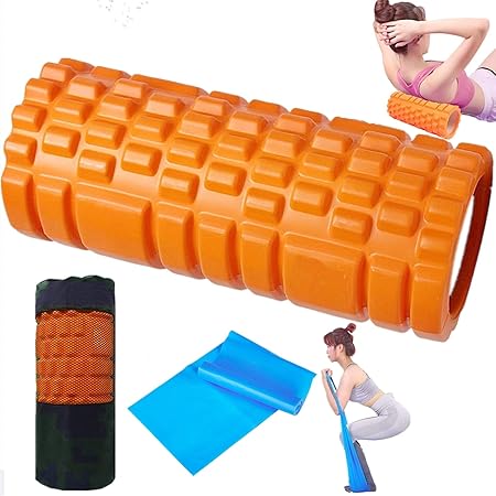 Amazon Co Jp フォームローラー トリガー 初心者 ちょうどいい硬さ ヨガローラー ストレッチローラー フィットネスバンド 収納袋付き スポーツ アウトドア