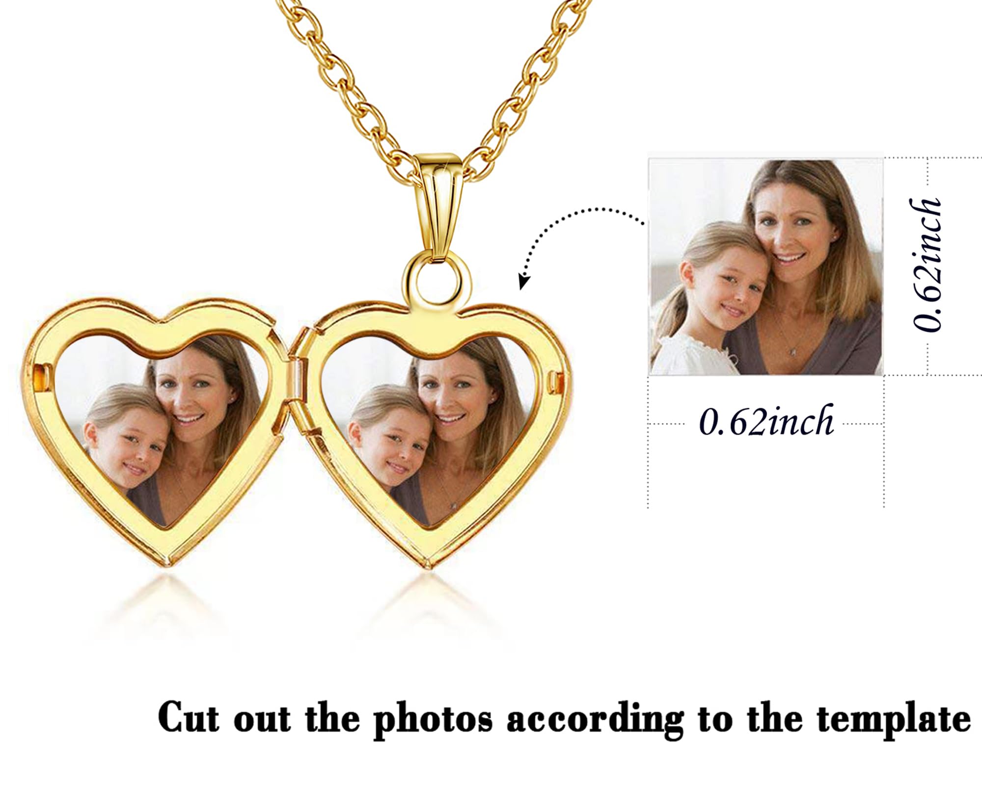 YOUFENG Love Heart Locket Necklace that Holds Pictures Polished Lockets Necklaces Birthday Gifts