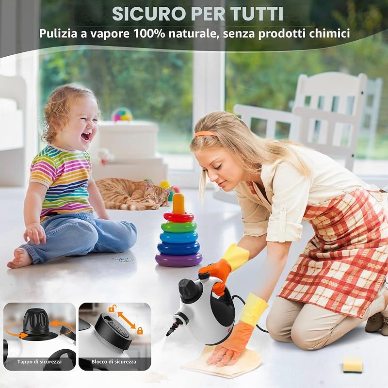 Pulitore a Vapore Portatile, Pulitore Vapore Casa Multiuso — foto 2 di 7