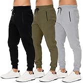 Sweatpants for Men 3 Pack Joggers - Men's Athletic Sweatpants Pockets & Zipper Active Workout Pants