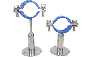 NOVSINO Stainless Steel Adjustable Pipe Clamp Bracket - Wall/Ceiling Mount Support for 1-1/2 Inch Pipe, Heavy-Duty Rustproof Brackets with Screws, Set of 2