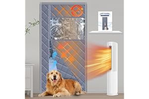ZEIWEO Thermal Door Curtain Fits Door Size 38" X 82" Magnetic Insulated Door Covers for Winter Blanket Insulation Thicken Cotton to Keep House Warm to Soundproof, Side Opening (with Visible Panels)