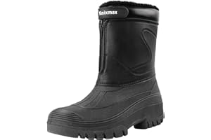 Knixmax Mens Winter Snow Boots Waterproof Mid Calf Booties Insulated Warm Outdoor Hiking Walking Skiing Boots for Men Size 8-
