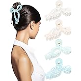 4 PCS Acrylic Bow Hair Clips for Women Bow Cute Claw Clip 4.3" Large Hair Claw Clips for Thick or Long Hair Bows Jaw Clip