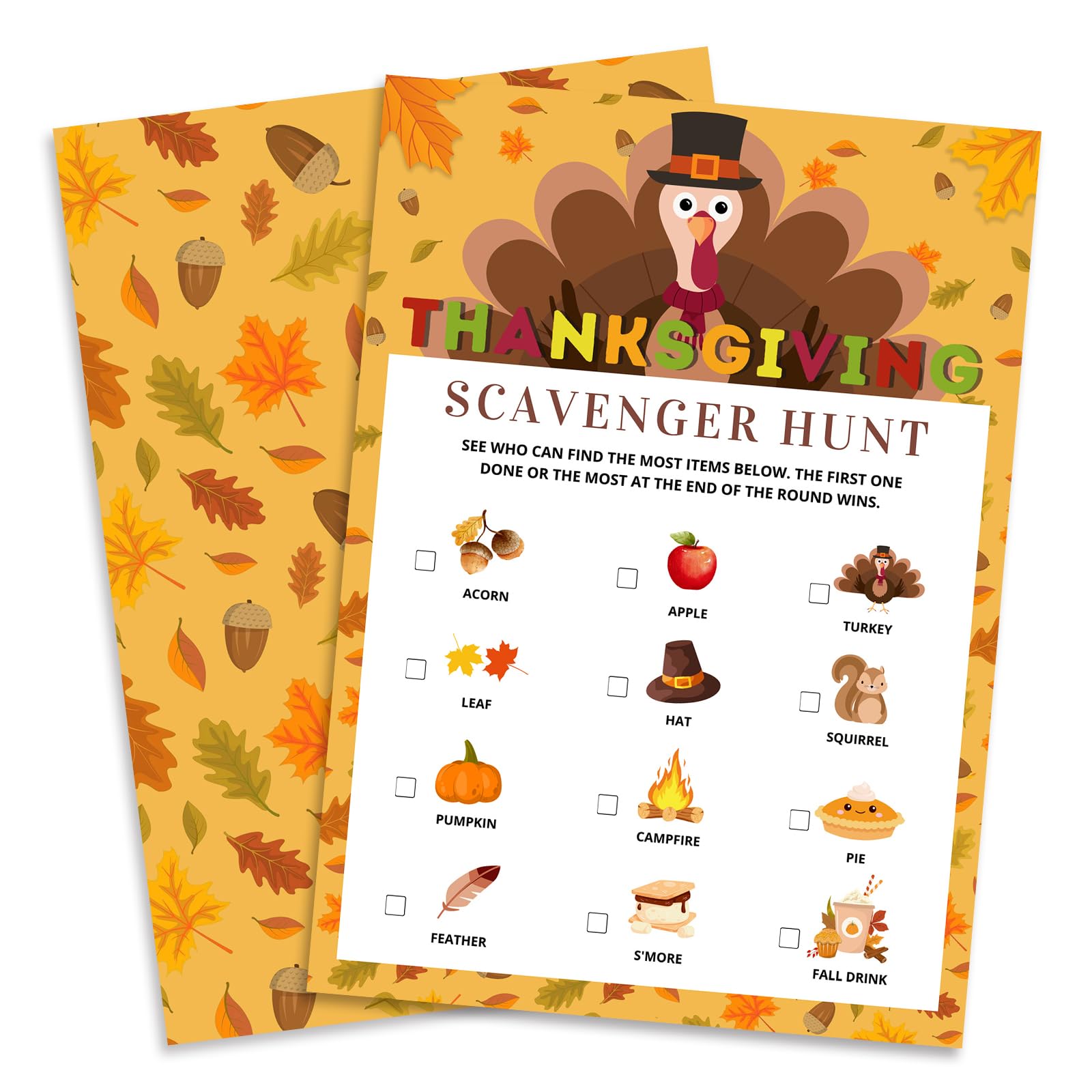 Photo 1 of *****2 piece*****Thanksgiving Party Game Set- 30 Pcs Scavenger Hunt Theme Game,Maple leaf Pattern Embellishment,Thanksgiving Activities for Family & Friend, Fall Party Increase Interactive Atmosphere(5" x 7")- B03