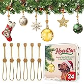 24 PCS Adjustable Christmas Ornament Hooks, Hoevaton Non-Slip Hanger Hooks for Hanging Small & Large Heavy Ornaments, Xmas Ornament Hanging Hooks for Holiday Tree Decorations (Gold, 24 Count)