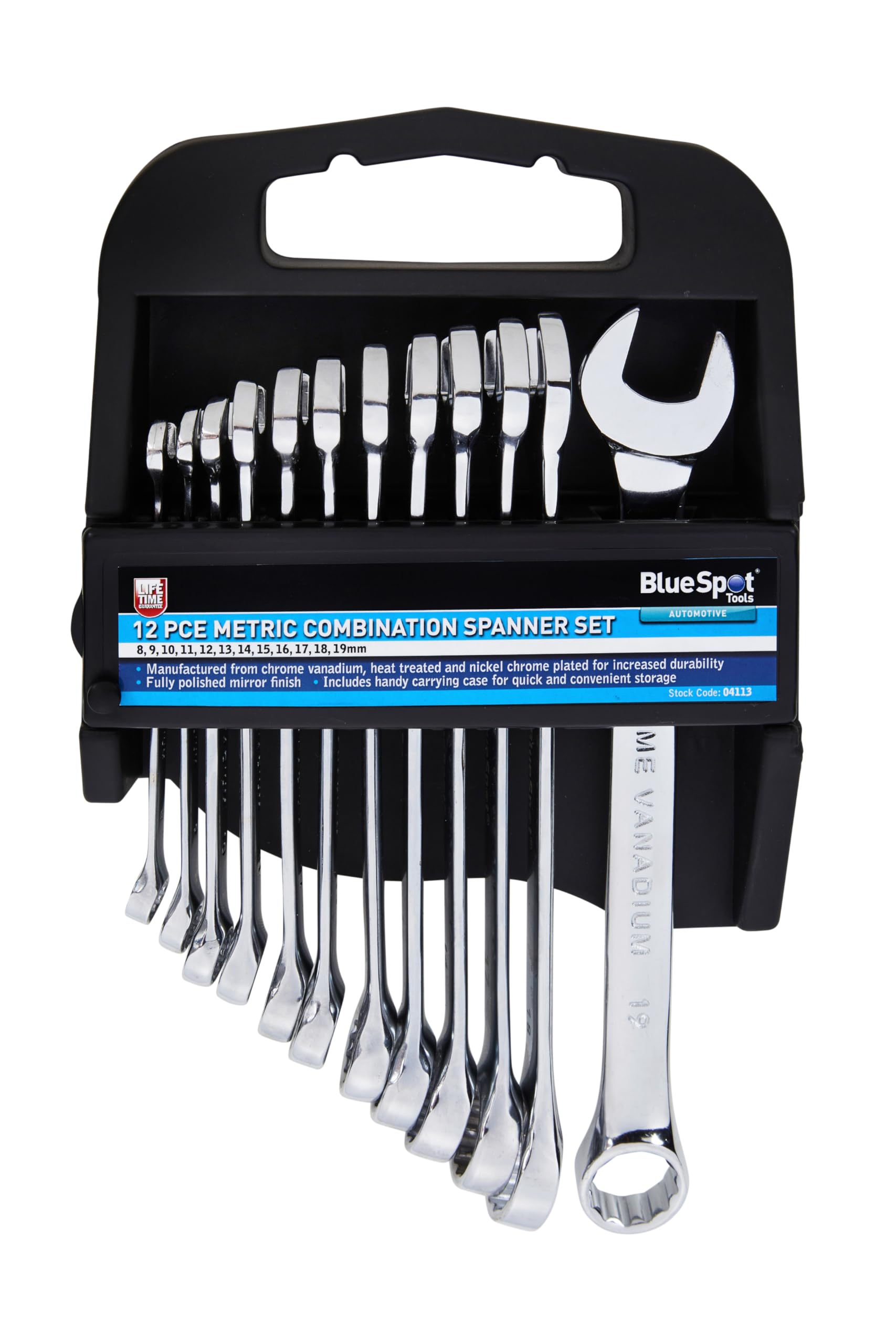 Blue Spot Tools 12PCE Metric Combination Spanner Set (8-19MM)