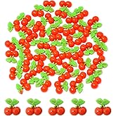 Honbay 50PCS Red Cherry Flatback Resin Charms Cartoon Small Cherry Slime Charms Fruit Resin Embellishments Cute Sweet Fruit Food Resin Cabochons Decoration Accessories for Hair Clips Phone Case Crafts