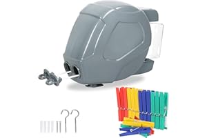 ZOES HOMEWARE Retractable Clothesline Heavy Duty Retracting Clothes Line Outdoor and Indoor with Durable ABS Shell and 2x49 Feet Extruded PVC Line,with Lock to Prevent Sagging