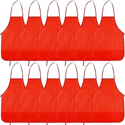 BOUBONI 12 Pieces Red Kids Painting Aprons With 2