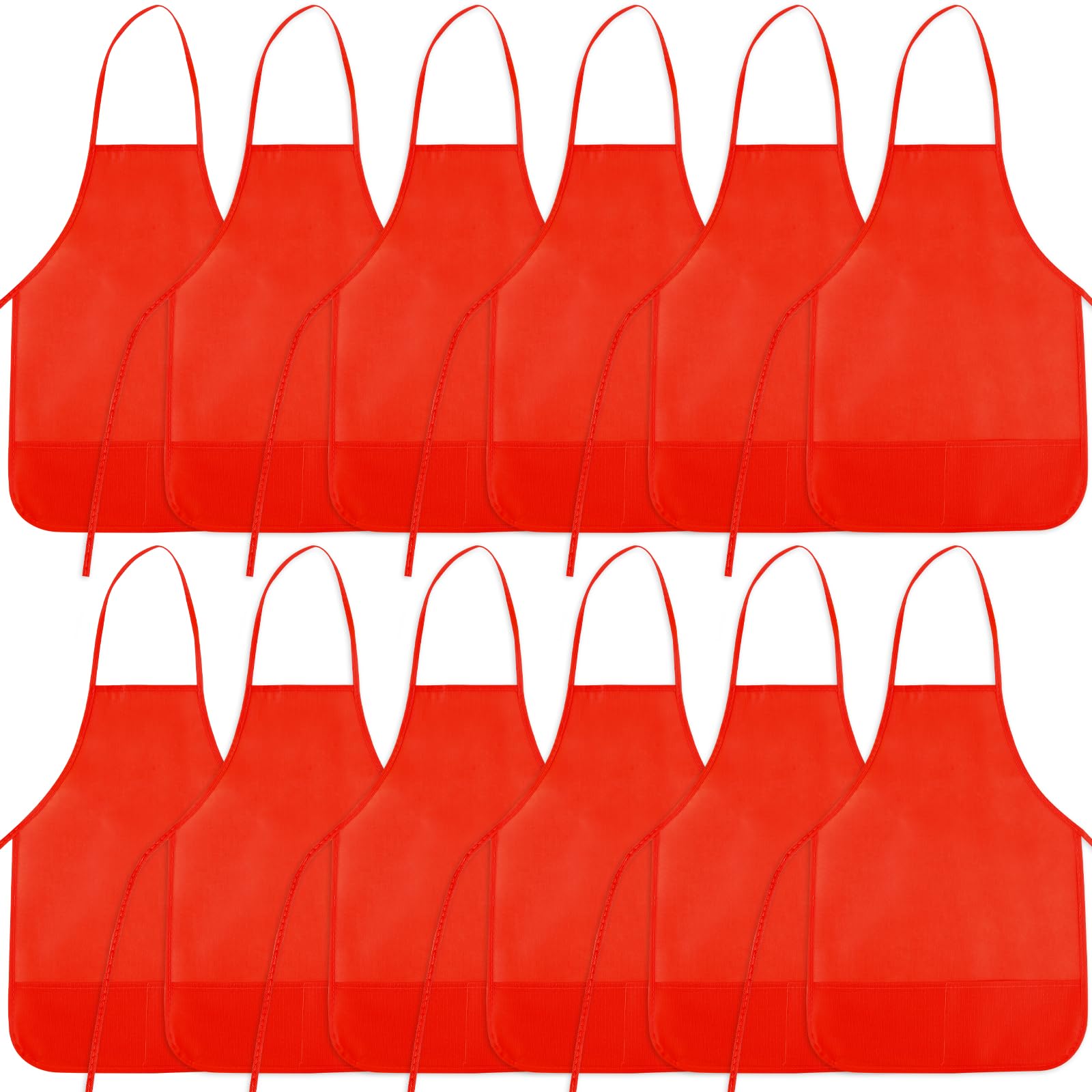 BOUBONI 12 Pieces Red Kids Painting Aprons With 2
