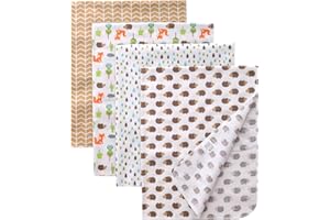 Gina Era Unisex Baby Cotton Flannel Receiving Blankets, Baby Blankets 4 Pcs, Baby Swaddle Blankets, Baby Flannel Blanket 30x30 Inches for Boy Girl (Style-7)