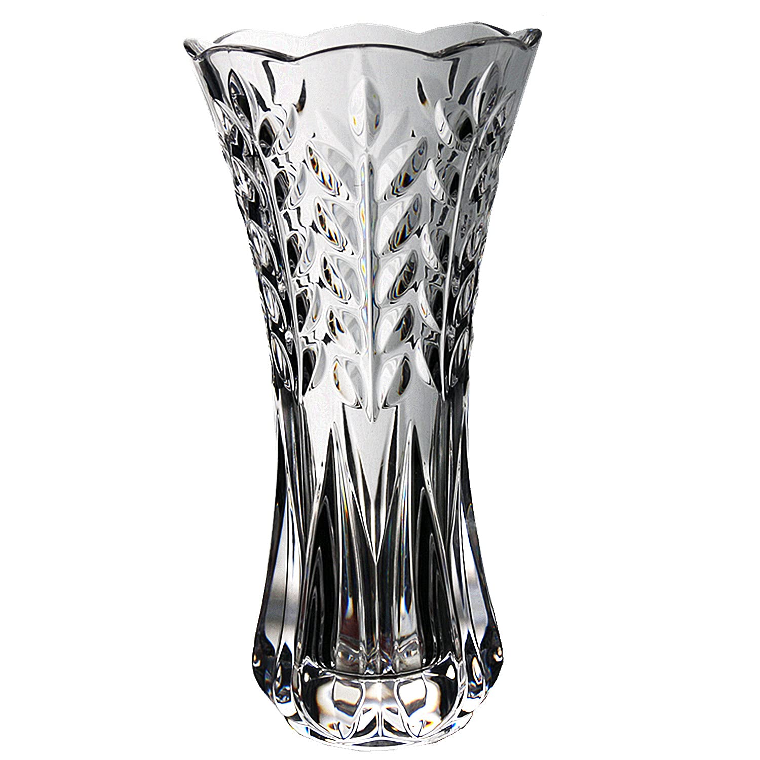 Kwlyon Unbreakable Polycarbonate Vase, Large & Small Sizes, Modern Leaf Pattern, Crystal Clear, Durable, Suitable for Table Decoration, Wedding, Pampas Grass, 30 x 15 cm