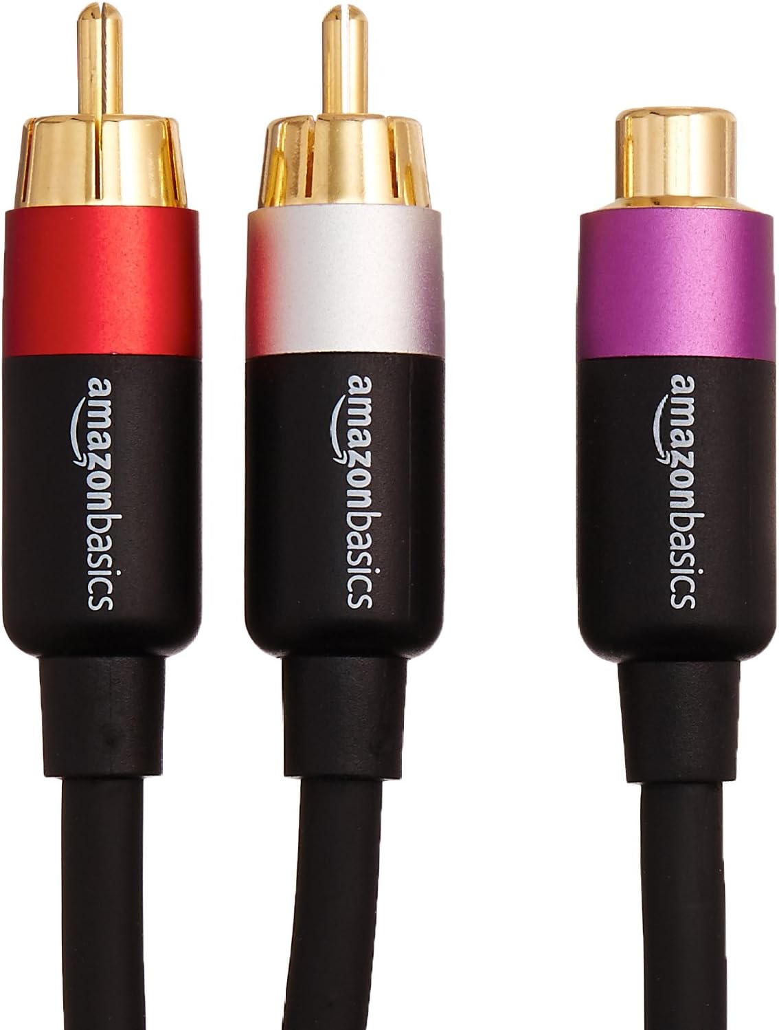 Basics 2-Male to 1-Female RCA Y-Adapter Splitter Cable - 12-Inch, 10-Pack: Electronics