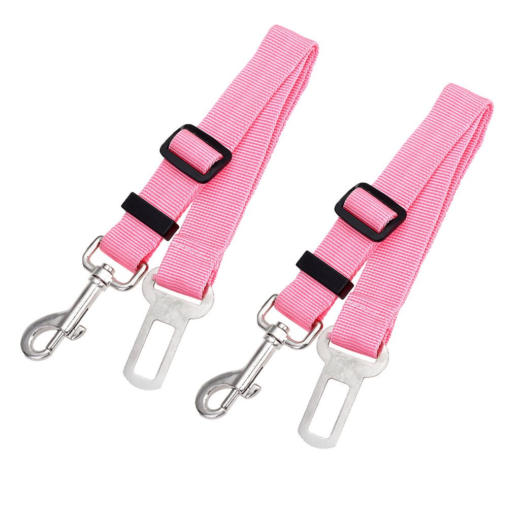 Mogoko 2 Piece Dog Seat Belt,Dog Harness Pet Car Vehicle Seatbelt Pet Safety Leash Leads for Dogs/Cats, Nylon Fabric Material,Adjustable from 17 to 27 inch,5 Colors available