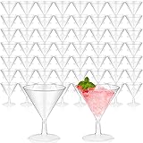 Yinkin 50 Pcs 2 oz Plastic Martini Glasses