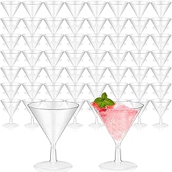 Yinkin 50 Pcs 2 oz Plastic Martini Glasses