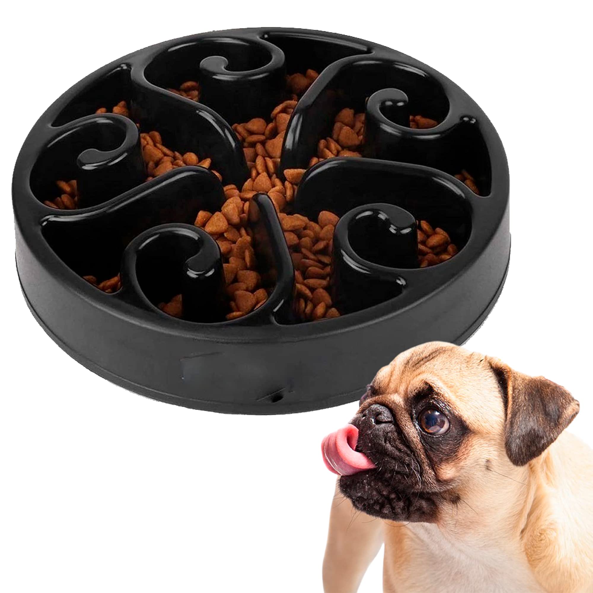 Edipets, Anti-Core Dog Feeder, Slow Feeding, for Medium and Large Pets, Interactive Dish, Prevents Anxiety (Black)