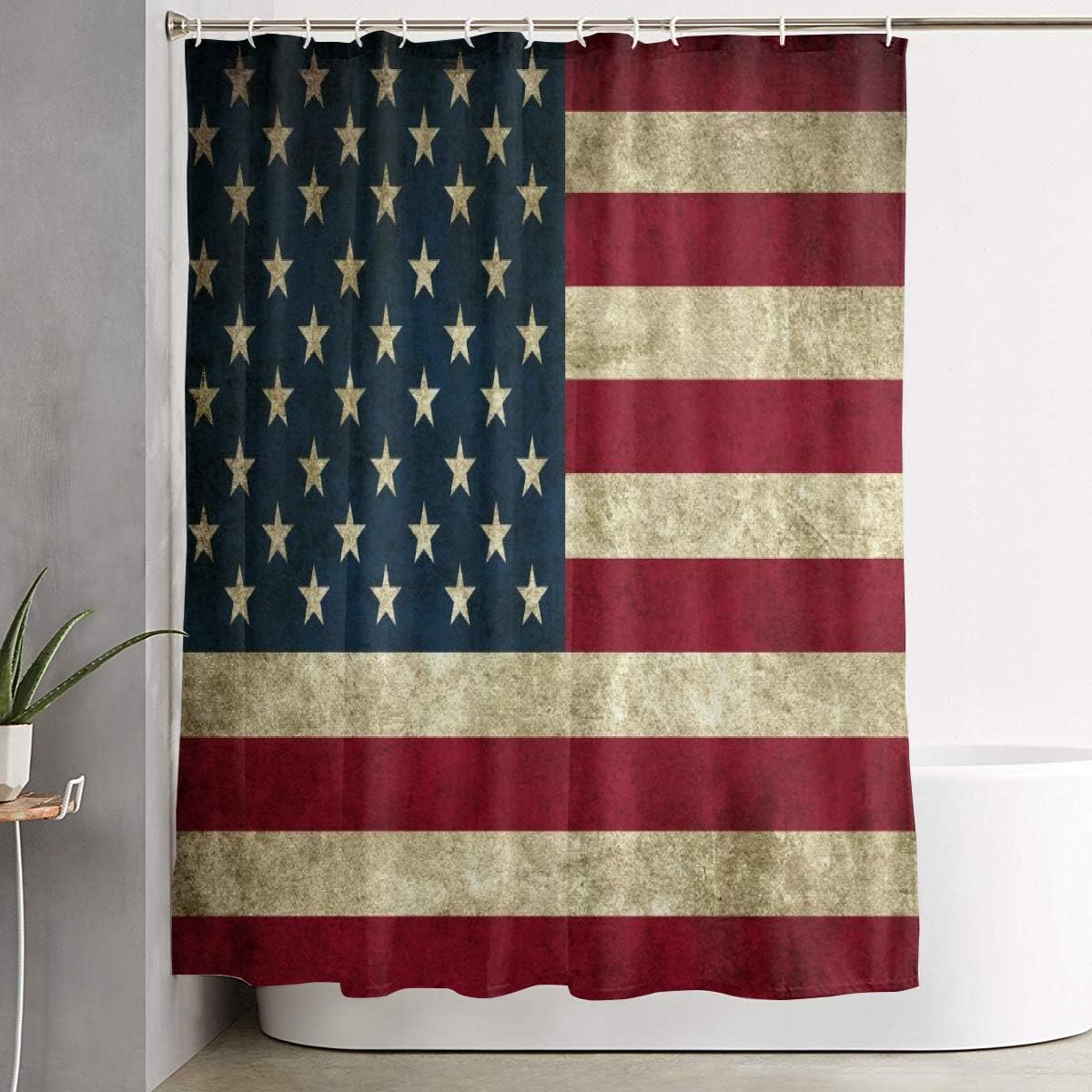 GREATN Vintage American Flag Shower Curtain Sets Polyester