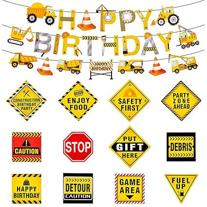 Construction Party Happy Birthday Banner Party Supplies Home