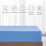 My home store 100% Egyptian Cotton Fitted Sheet 300TC King Light Blue view 6