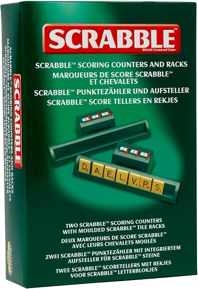 Ideal Scrabble Scoring Counters & Tile Racks - 2 Pack Classic Word Game