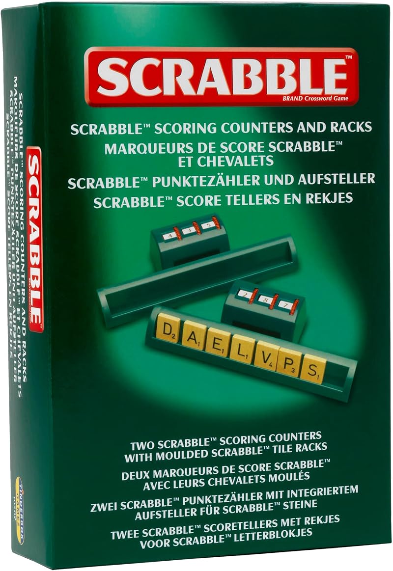 Ideal Scrabble Scoring Counters & Tile Racks - 2 Pack Classic Word Game