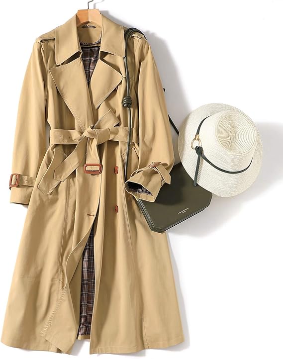 Amazon トレンチコート レディース ベルト付き ロングコート スプリングコート 秋 コート アウター ロング ダブル 長袖 コート ジャケット 通販